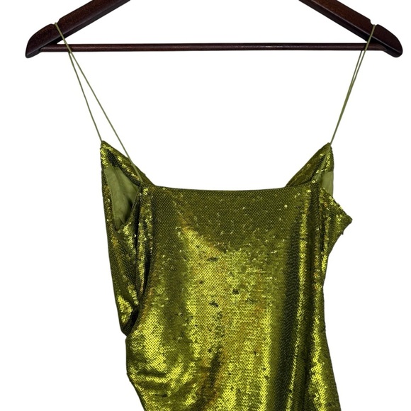 Guage81 Almora lime green Sequin Ruched Mini dress SZ 36 (small) - Picture 12 of 15